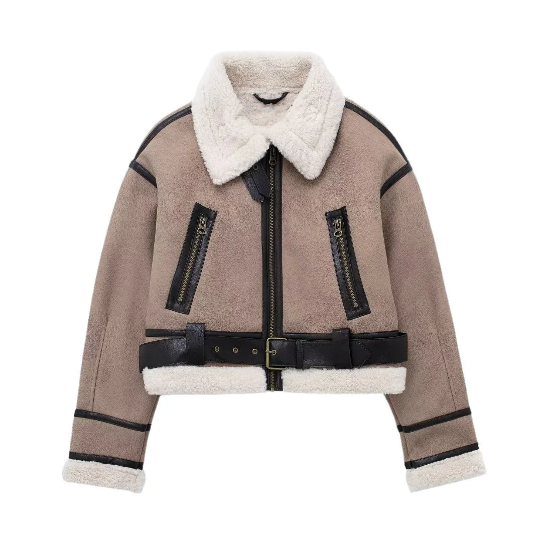 Nigikala Nigikala Women's Explosive Fur Integrated Two-Sided Short Jacket Jacket Sweet Elements