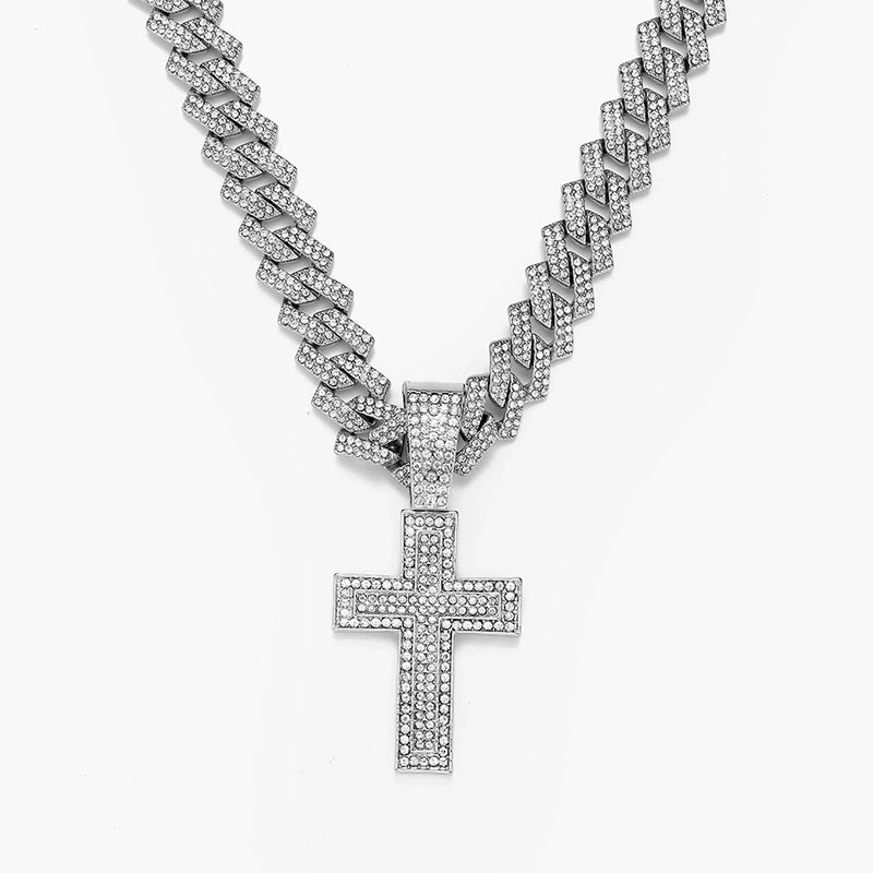 IG Style Religion Cross Alloy Inlay Rhinestones Unisex Pendant Necklace Necklace Pendant Men Pendant Necklaces