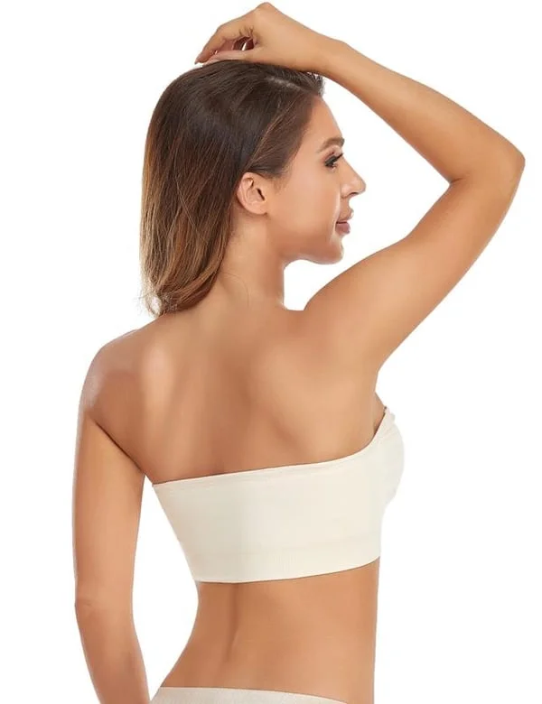Strapless Bras for Women, Non-Slip Silicone Padded Bandeau Bra