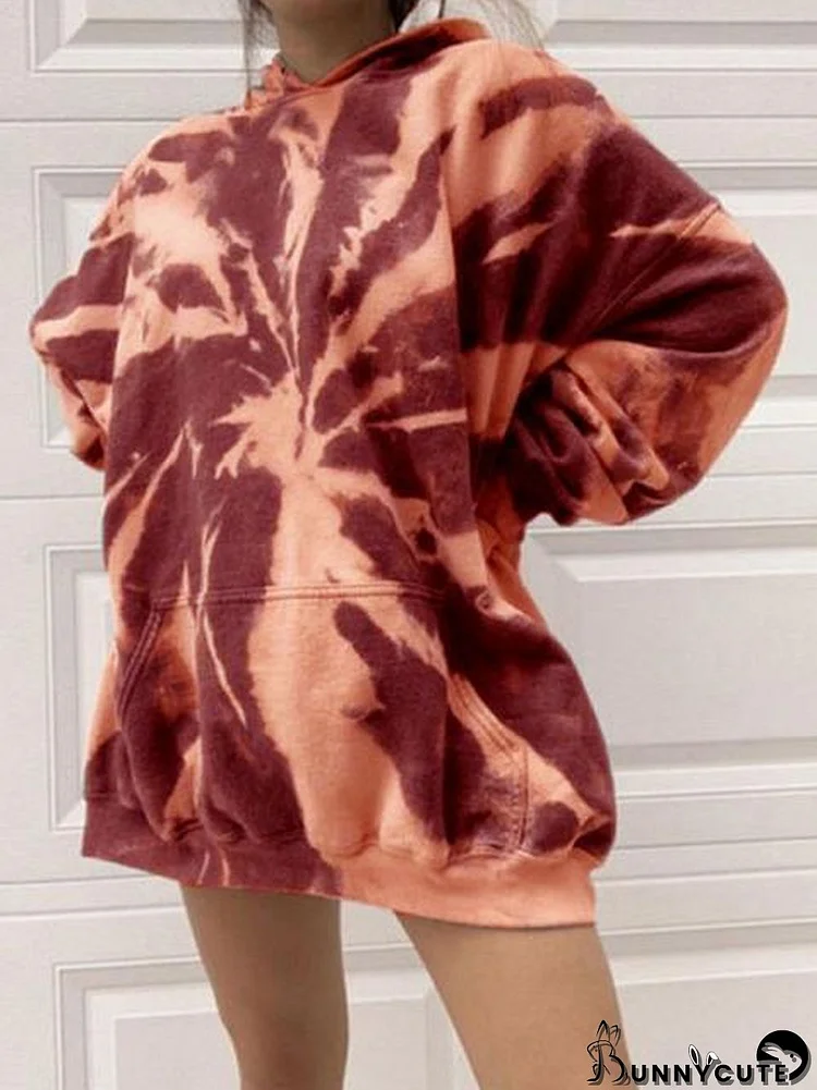 Casual Tie-dye Print Thick Women Sweater