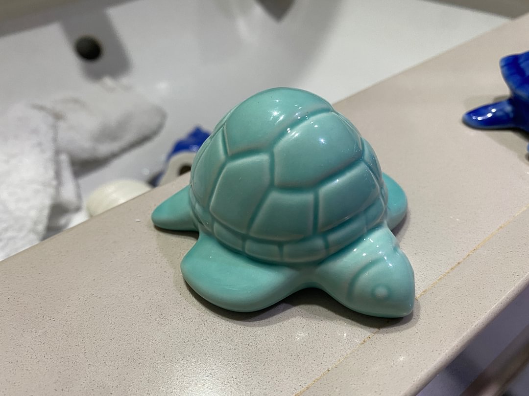 2 Sea Turtle Porcelain Toilet Bolt Covers