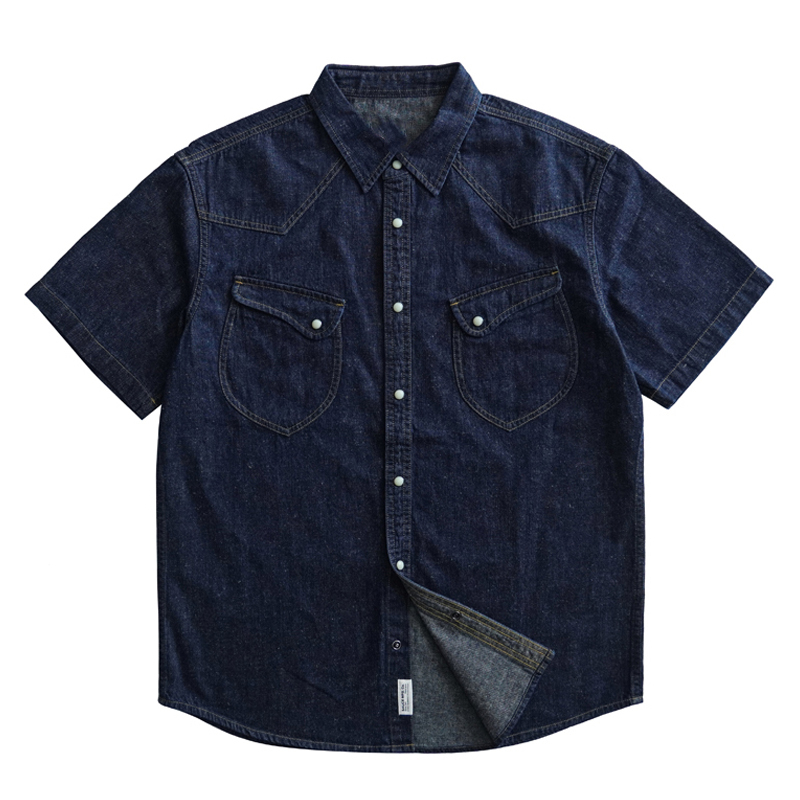 Men’s Vintage Short Sleeve Denim Casual Shirt