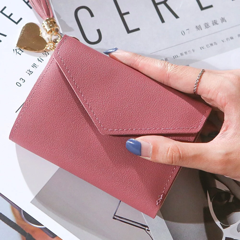 Women Wallets Small Leather Purse Women Tassel Card Bags For Women 2020 Female Purse Money PU Zipper Clip Daily Lady Wallet