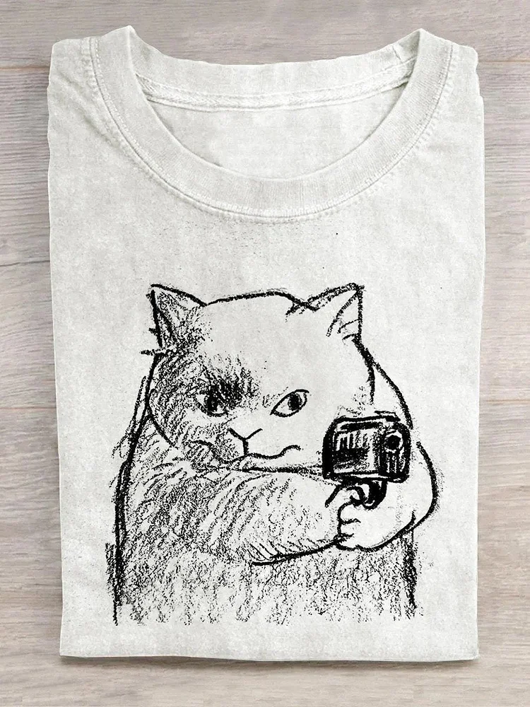 Funny Art Print Short Sleeve Casual T-shirt