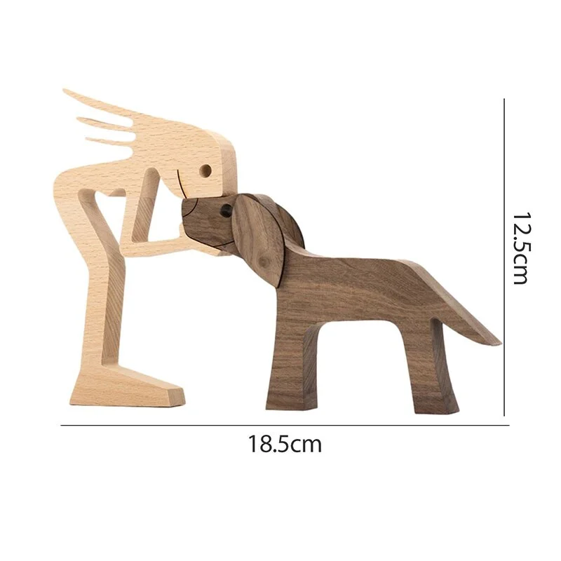 Puppy Family Wood Dog Carving Ornaments Gifts Decor Creative Home Decor Figurine Desktop Table Ornament Sculptures Dog Pet Love