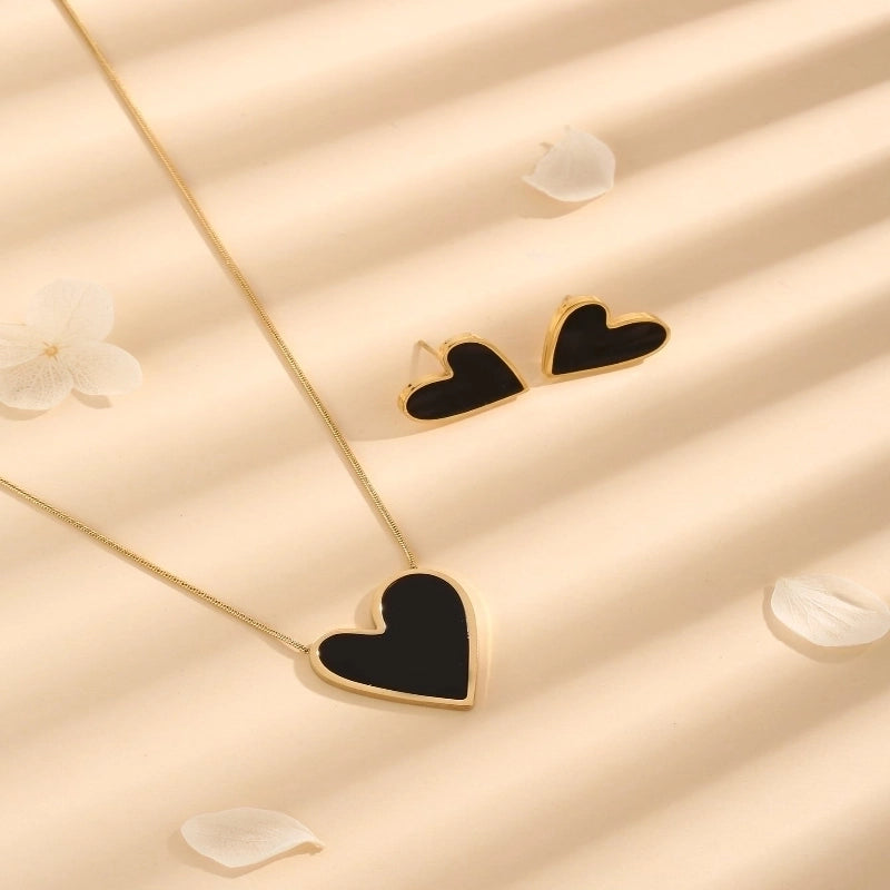 Vintage Style Minimalist Heart Shape 304 Stainless Steel Acrylic Jewelry Set