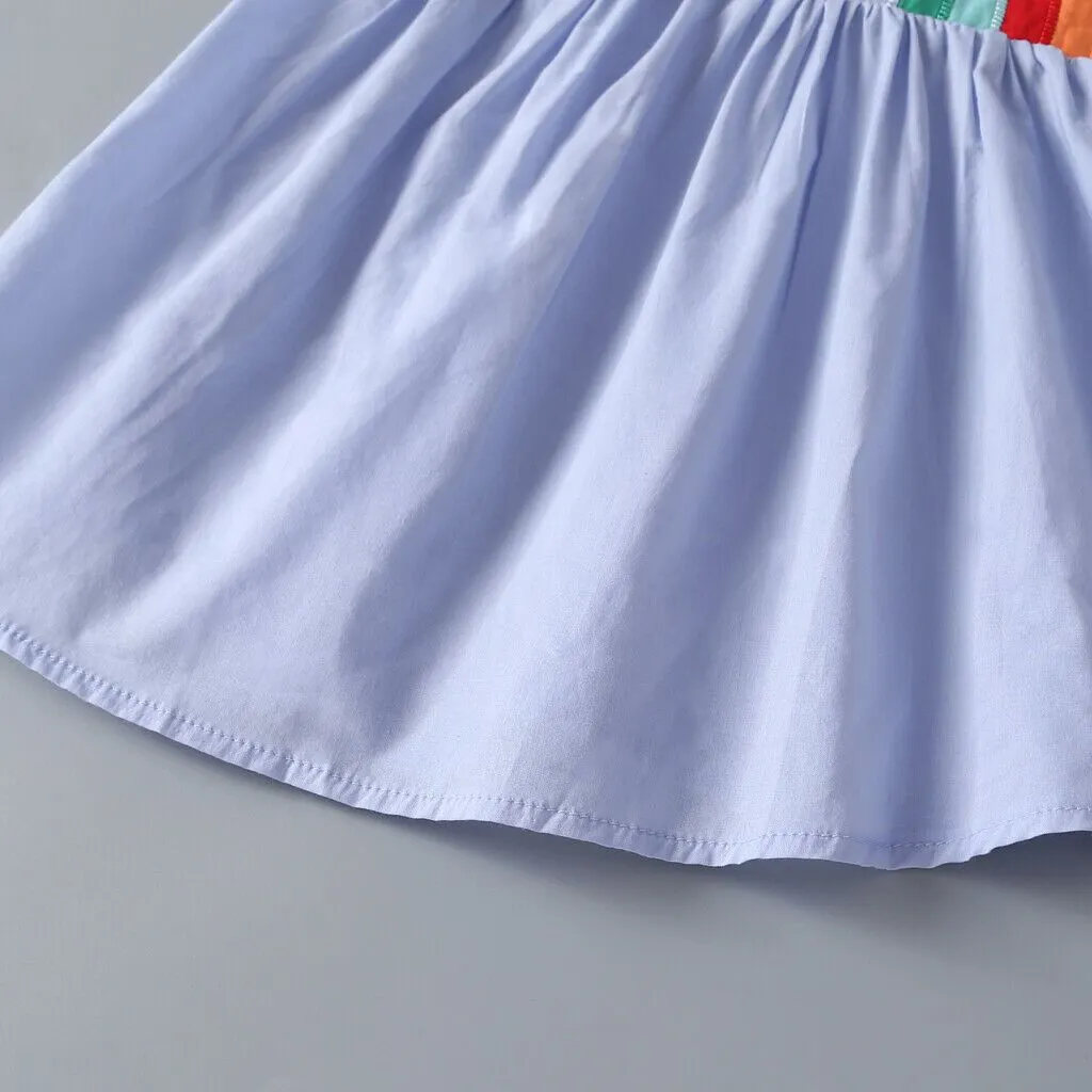 2019 Brand New 1-5Y Infant Kids Baby Girl Rainbow Sling Dress Casual Sleeveless A-Line Backless Sundress Colorful Outfit Clothes