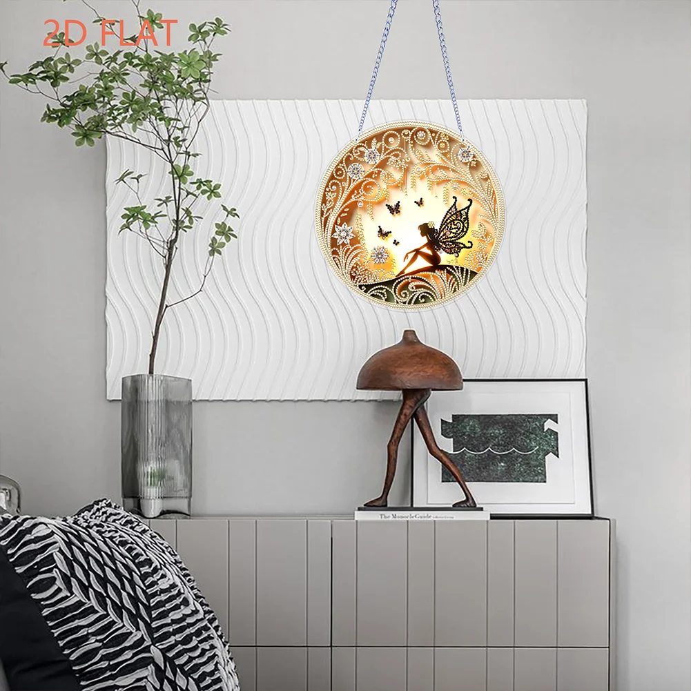 2D Flat DIY Hanging Diamond Art Kits Rhinestone Window Pendants (Silhouette)