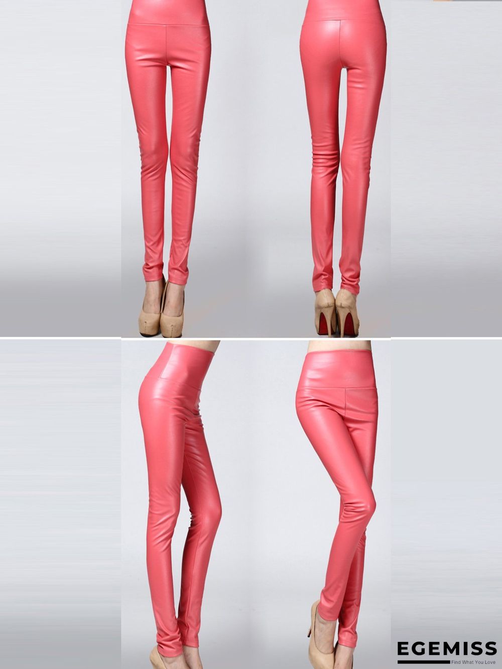 Plus size color elastic pu thick leggings leather Leggings | EGEMISS
