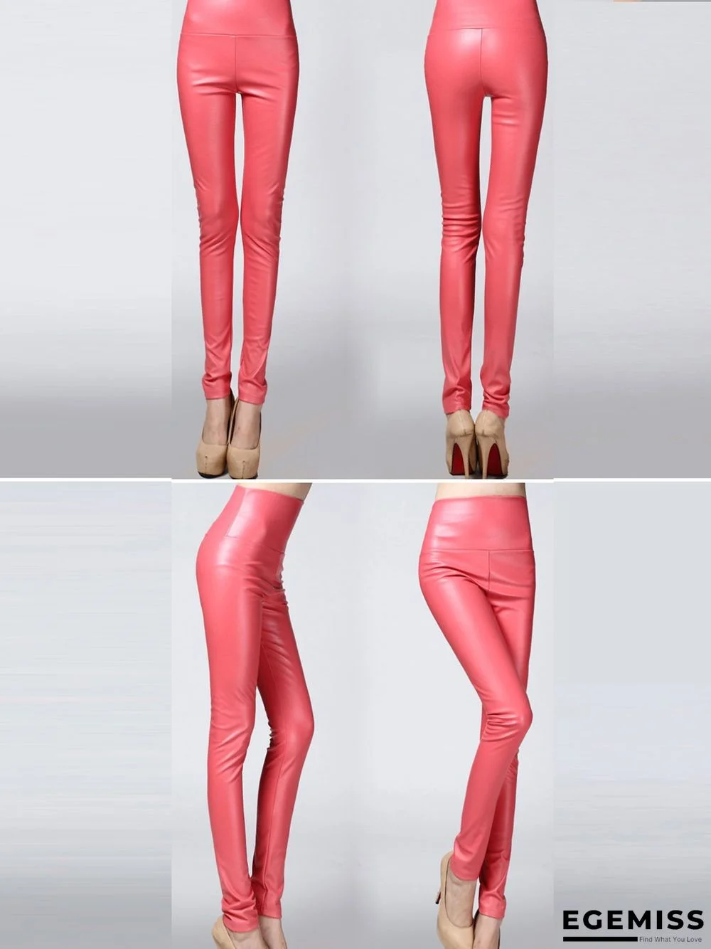 Plus size color elastic pu thick leggings leather Leggings | EGEMISS