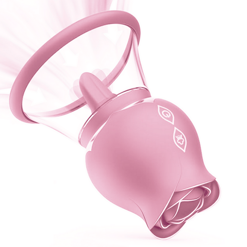 Licking Sucking Vibrator Rose Sex Toy for Clitoral Nipple Stimulation - Rose Toy