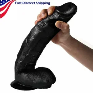 pornhint Pornhint 12" Inch-Huge-Realistic-Dildo-Black-BBC-Big-Penis-STRONG-Suction-Cup-Sex-