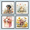 4pcs Diamond Painting -DIY Round Drill Dog Rabbit Panda Elephant