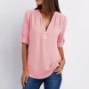 Donna Camicia scollo a V con zip