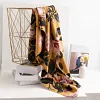 Yellow Pink Flower Autumn Winter Shawl Scarf