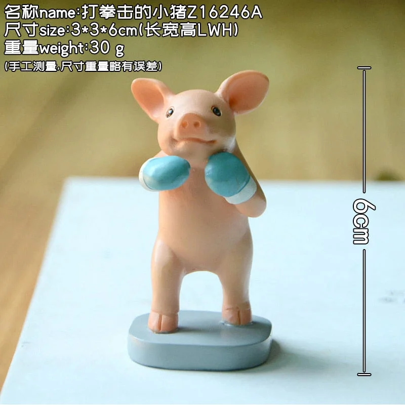 Creative Sports Pig Ornaments Exercising Simulation Animal Figurine Cute Doll Decorations Hand-made Birthday Gifts Resin Craft