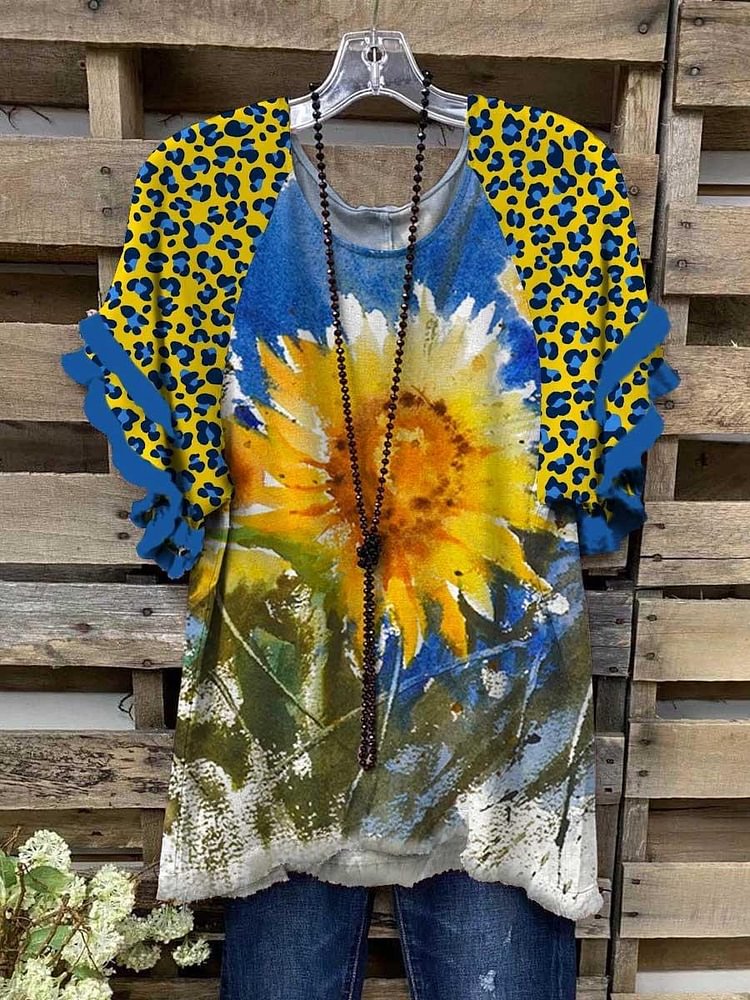Women's Sunflowers Painting For Casual Stand with UKR Casual Top