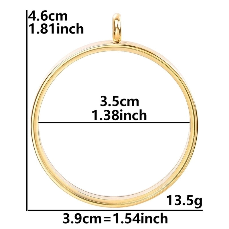 2 Pieces 304 Stainless Steel 18K Gold Plated Circle Solid Color Polished Pendant