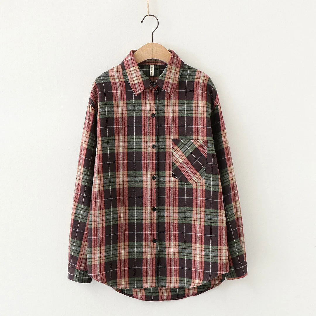 Womens Plaid Shirts Women Blouses And Tops Women's Over-Shirt Tiles Long Sleeve Checked Spring Autumn Lady Shirt