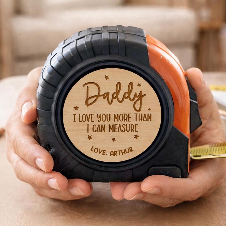 Personalized Tape Measure - Custom Wood Engraved Tool - Unique Father's Day Gift from Daughter or Son