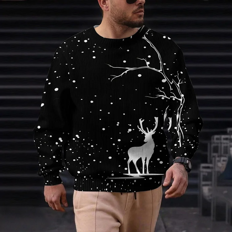 Men's Christmas Casual Printed Round-neck Sweater