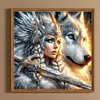 Diamond Painting-DIY Full Round Drill Girl Wolf(40*40 CM)