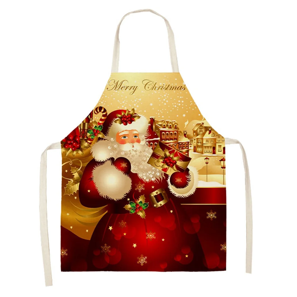 Linen Print Apron - Dressed Santa - 68x55cm