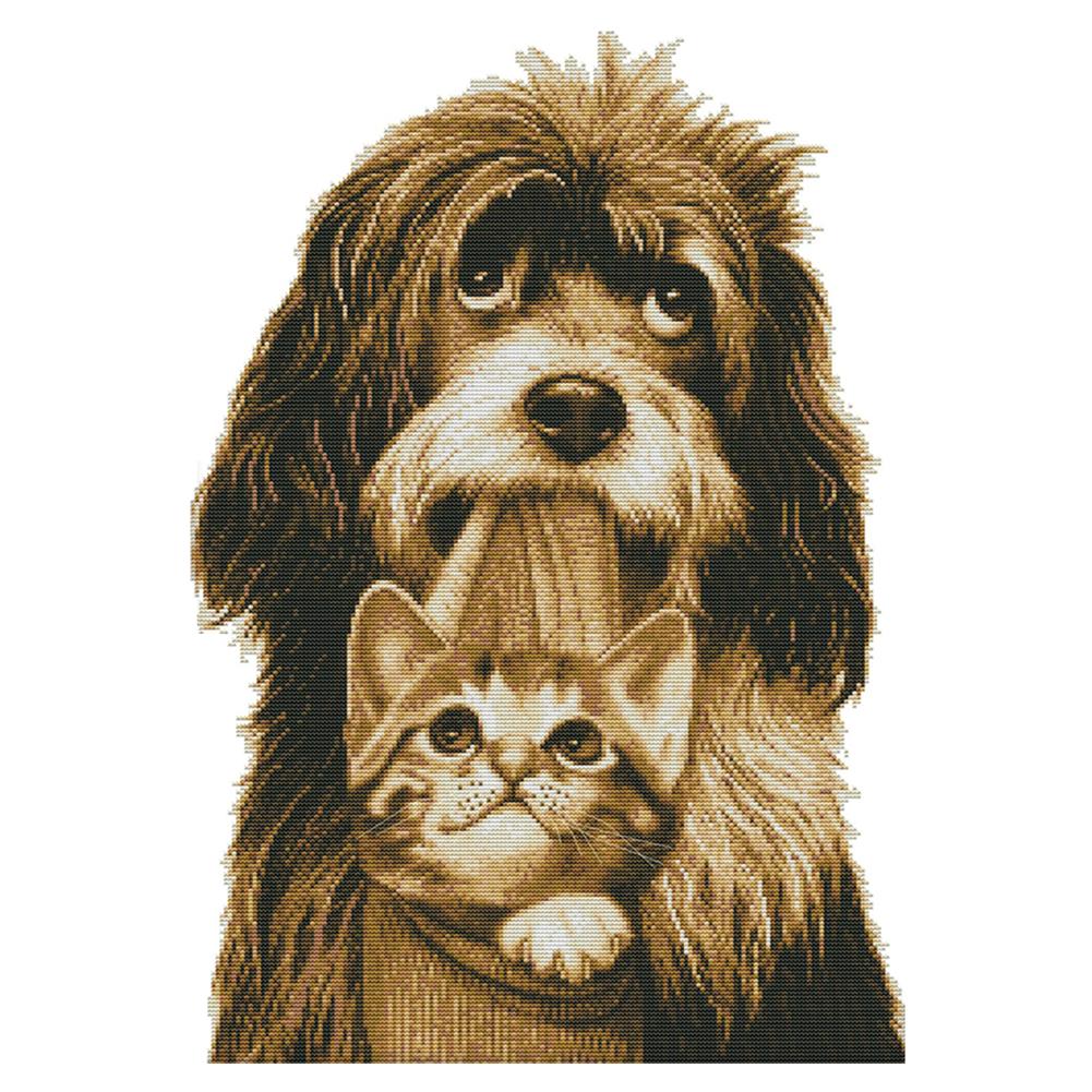 

Dog With Kitten - 14CT Stamped Cross Stitch - 40*55cm, 501 Original