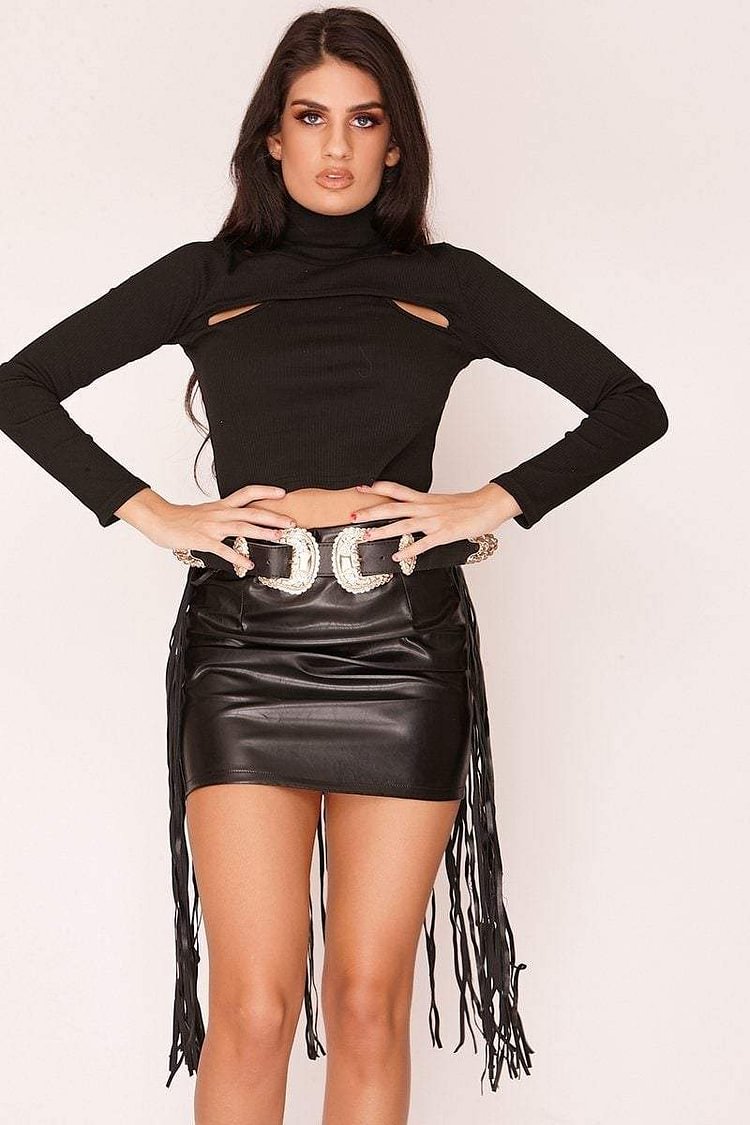 Tory Black Tassel Western Buckle Belt Katch Me