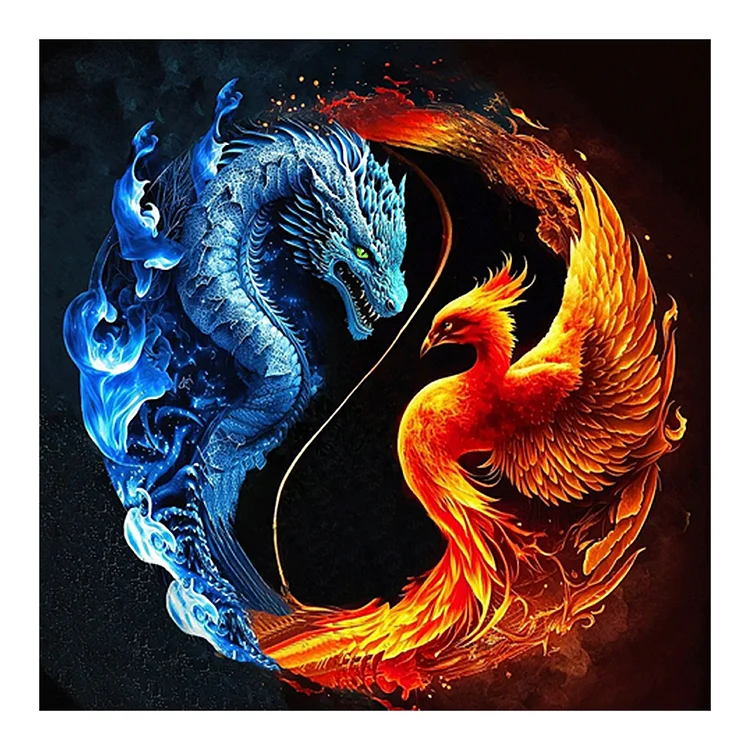 Dragon And Phoenix Yin And Yang - Full Round 30*30CM
