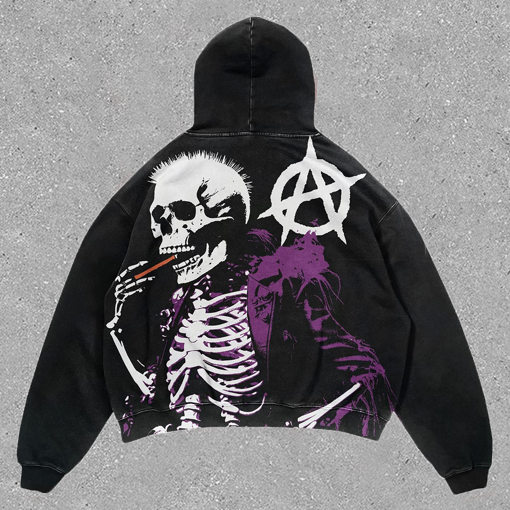 skull print hoodie