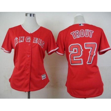 Women's Los Angeles Angels #27 Mike Trout Red Alternate Stitched MLB Jersey