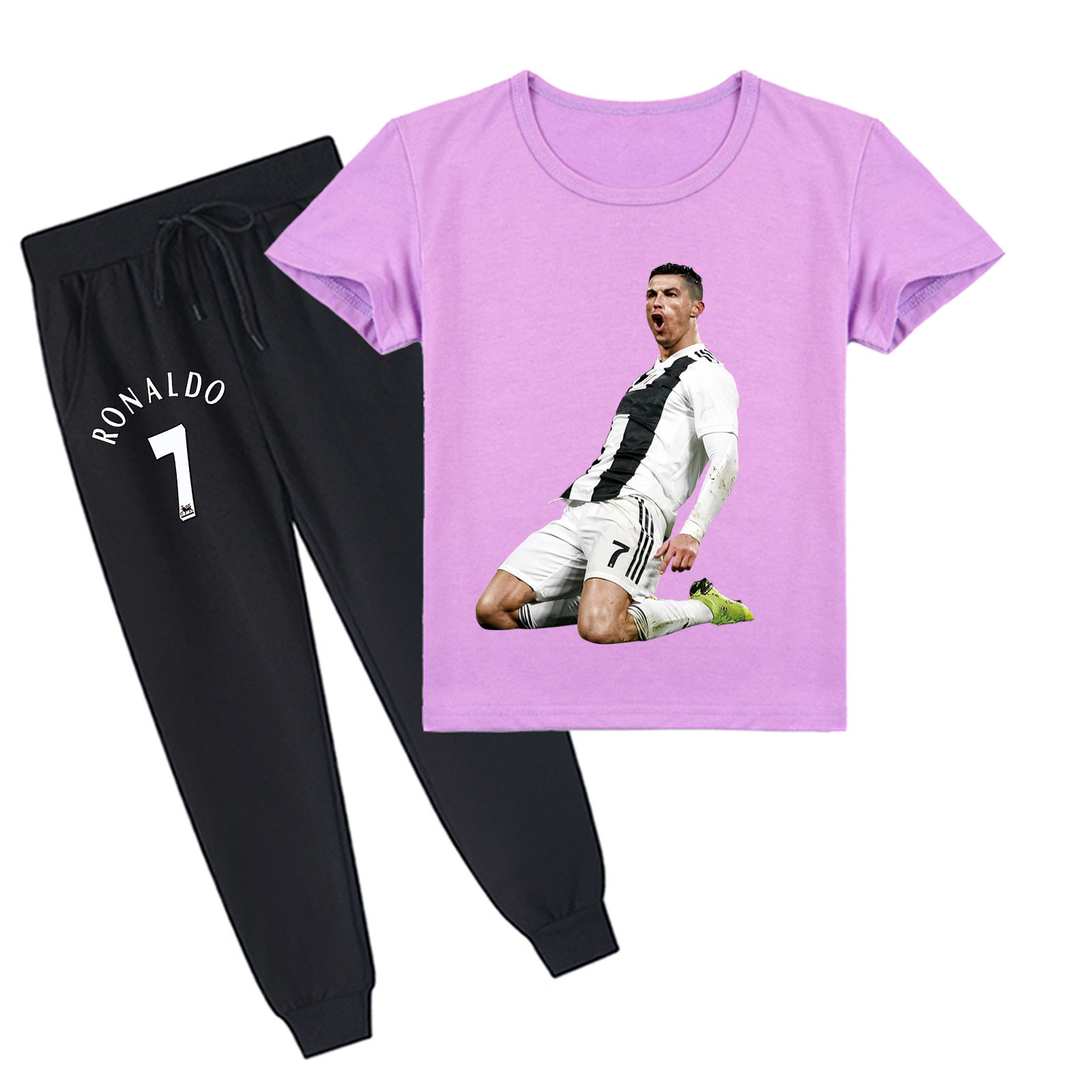 Mayoulove Cristiano Ronaldo Kids Short Sleeve T-Shirt Set - Perfect for Boys  Girls, Stylish  Comfortable-Mayoulove