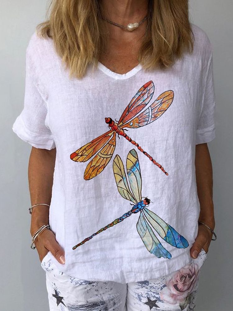 Dragonflies Art Print V Neck T Shirt