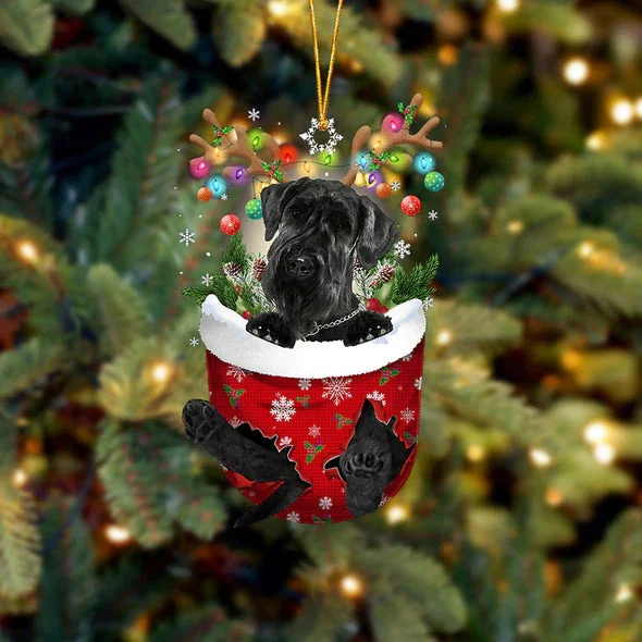 Giant Schnauzer In Snow Pocket Christmas Ornament.