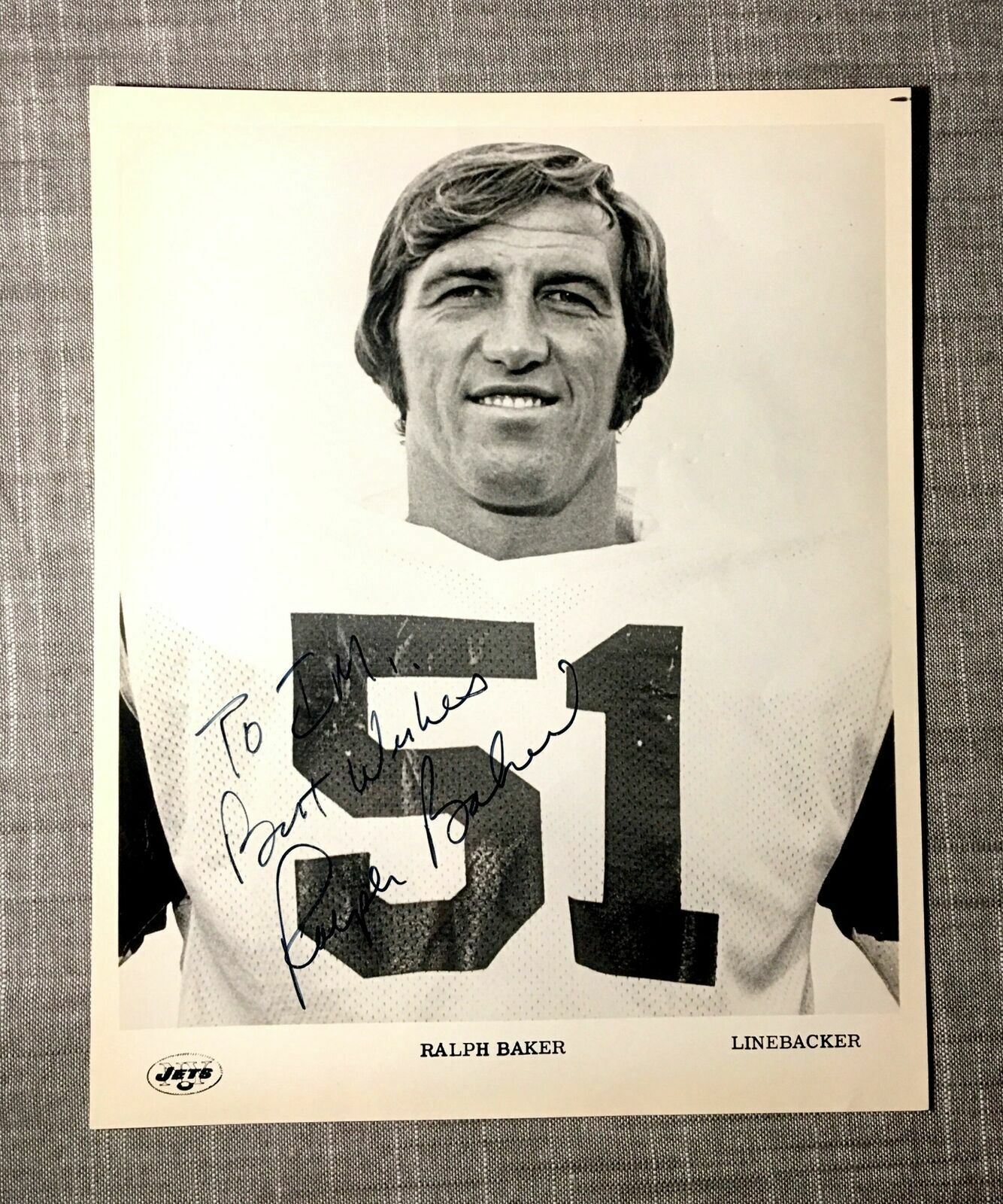 Ralph Baker Signed 8x10 Photo Poster painting New York Jets Auto Autograph  SHIP