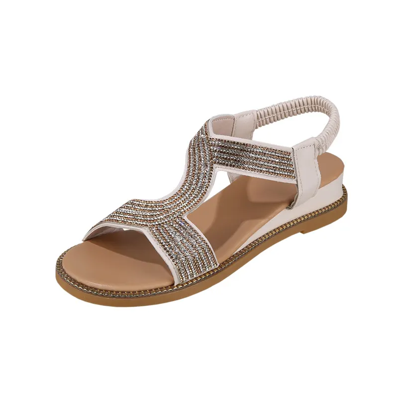 Churchf Churchf Women 2023 Summer Rhinestone Women's Shoes Women's Shoes Low Heel Women's Flat Sandals