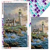 Diamond Painting-DIY Full Round Drill Seaside Lighthouse(70*40 CM)