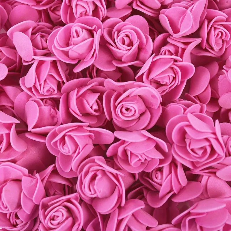 50/100/200Pcs Teddy Bear of Roses 3cm PE Foam Rose Head Artificial Flower Home Decorative Wreath Wedding Valentines Day DIY Gift