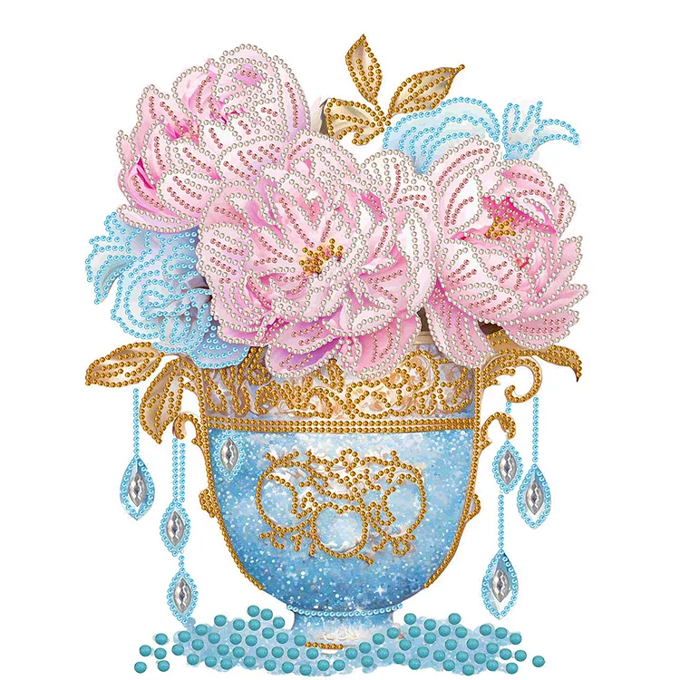 Pink Blue Vase 30*40CM (Canvas) Special Drill Diamond Painting gbfke