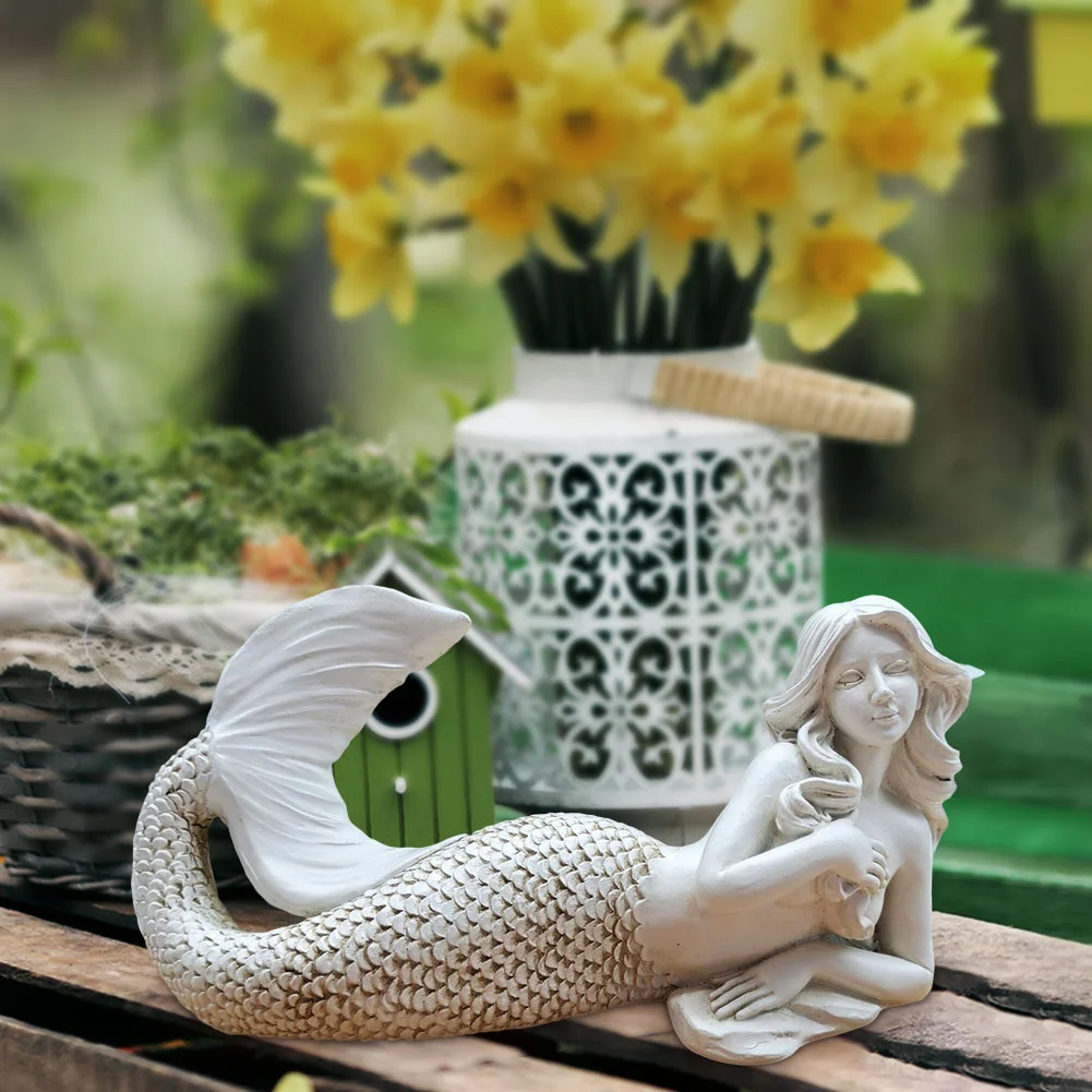 Resin Mermaid Figurine Statue Room Garden Office Master Gift Yard Decor