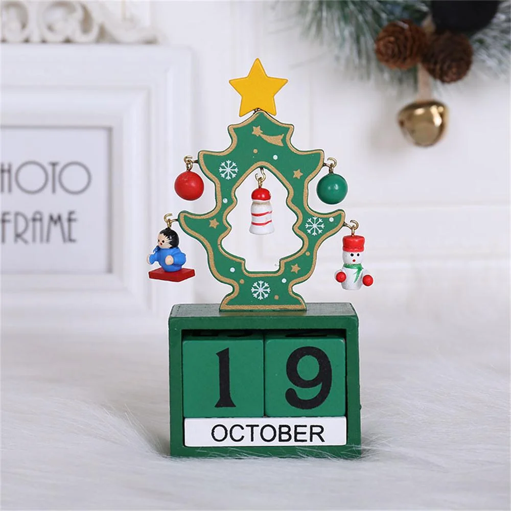 Christmas wooden cartoon old man snowman moose calendar ornament