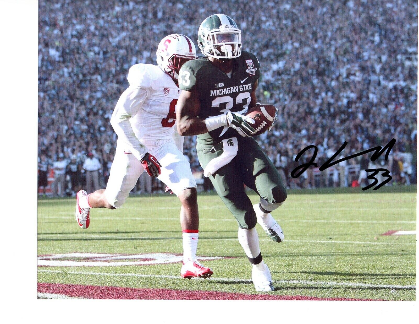 Jeremy Langford Michigan State Football Signed auto 8X10 Photo Poster painting Rose Bowl TD!