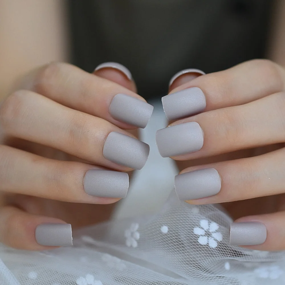 Hello Paris Classical French Nail Medium Natural Artificial Nails Square White French Style Smile Line Finfernails-Nail Inspo