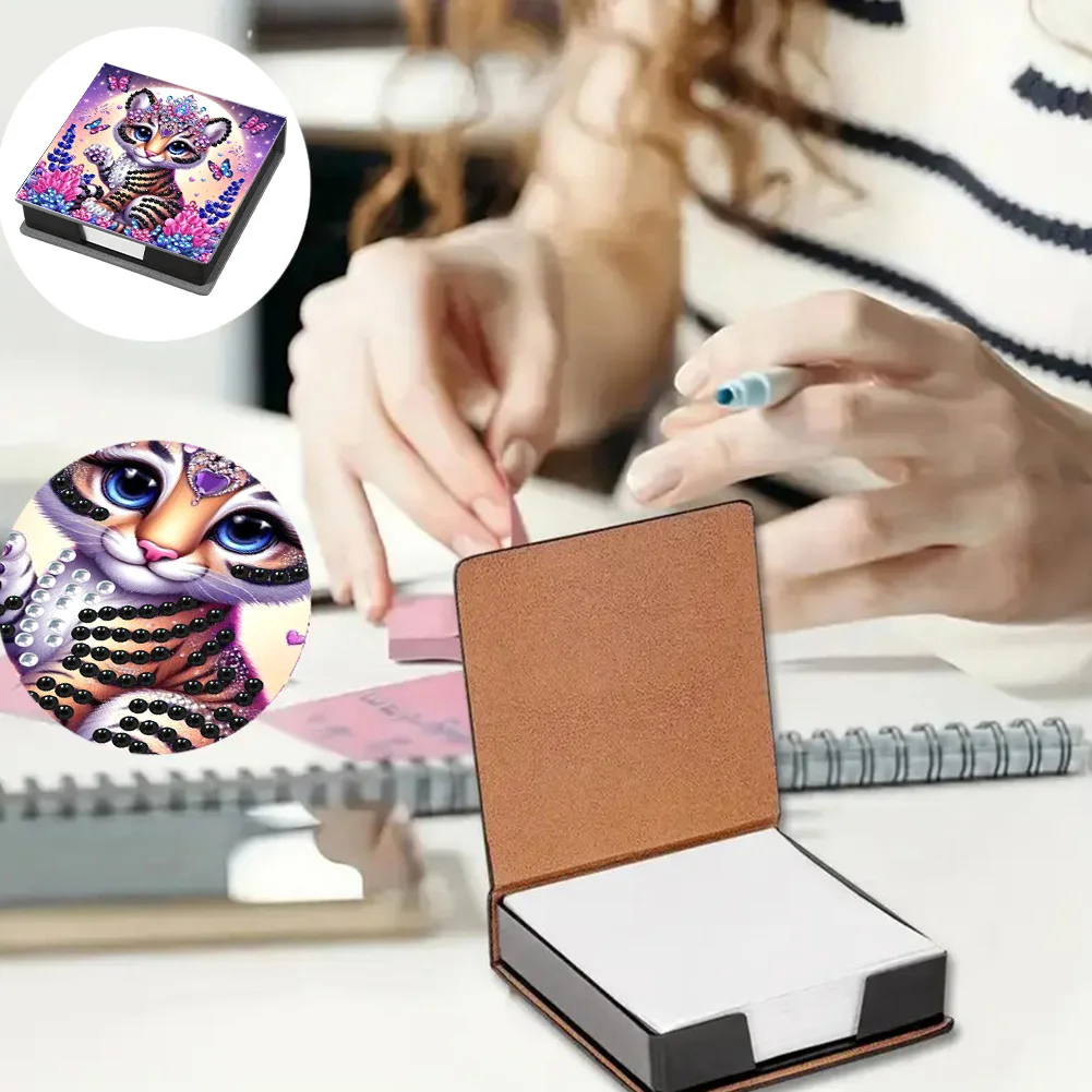 PU 5D Diamond Painting Kit Note Box DIY Diamond Art Notepad Box (Tiger)