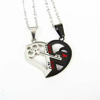 Buzzdaisy Unique Key Detachable Half Love Heart Pendants Couples and bestfriend Necklaces