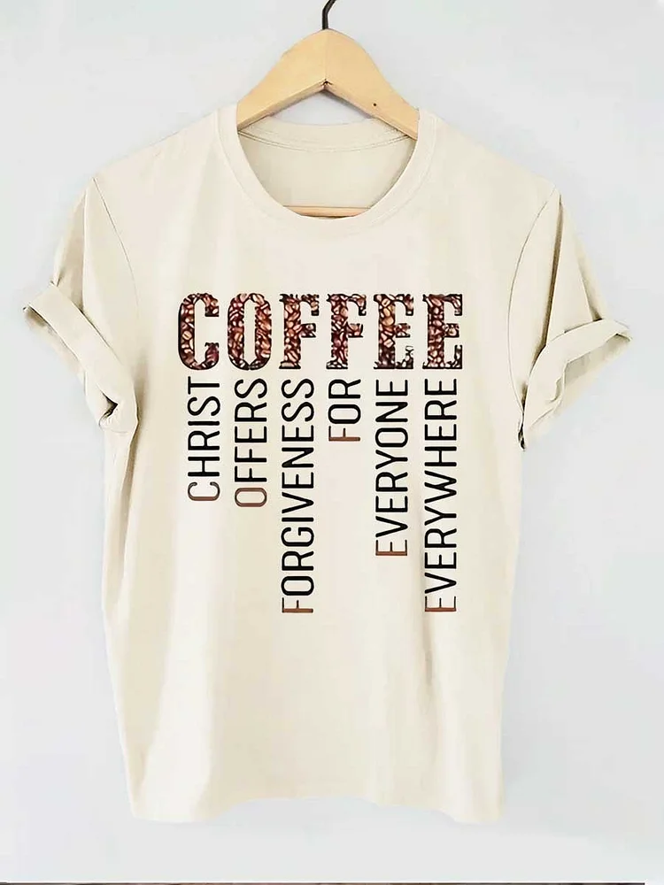 Coffee Funny Letter Print T-shirt