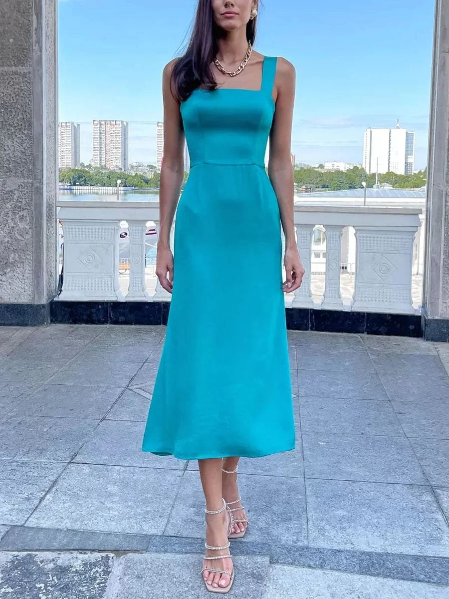 Simple Sling Satin Dress