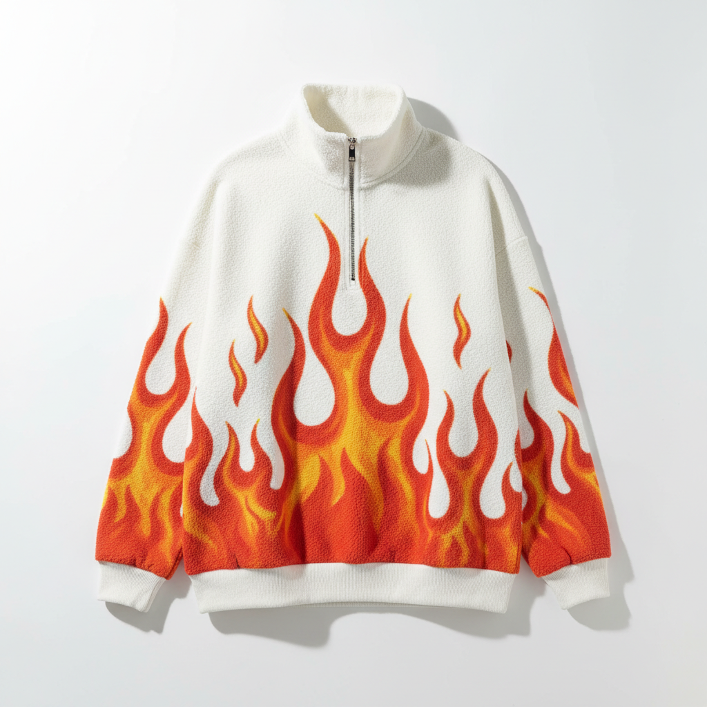 thesupersurf Flame Pattern Fleece Jacket 