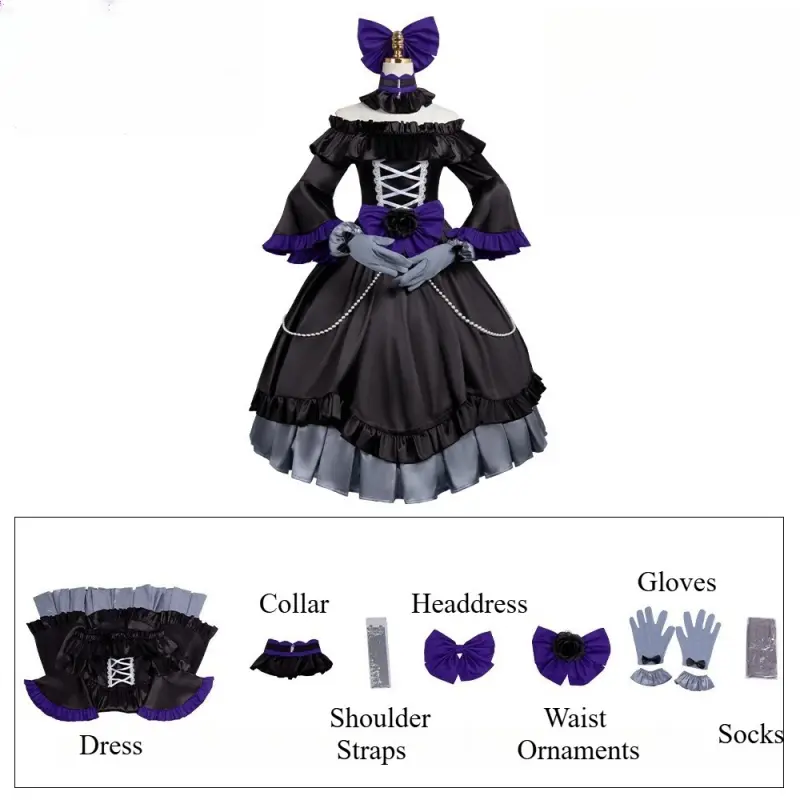 [Wetrose] Pre-Order From Bureaucrat To Villainess Grace Auvergne Gothic Black Dress Cosplay Costume Halloween